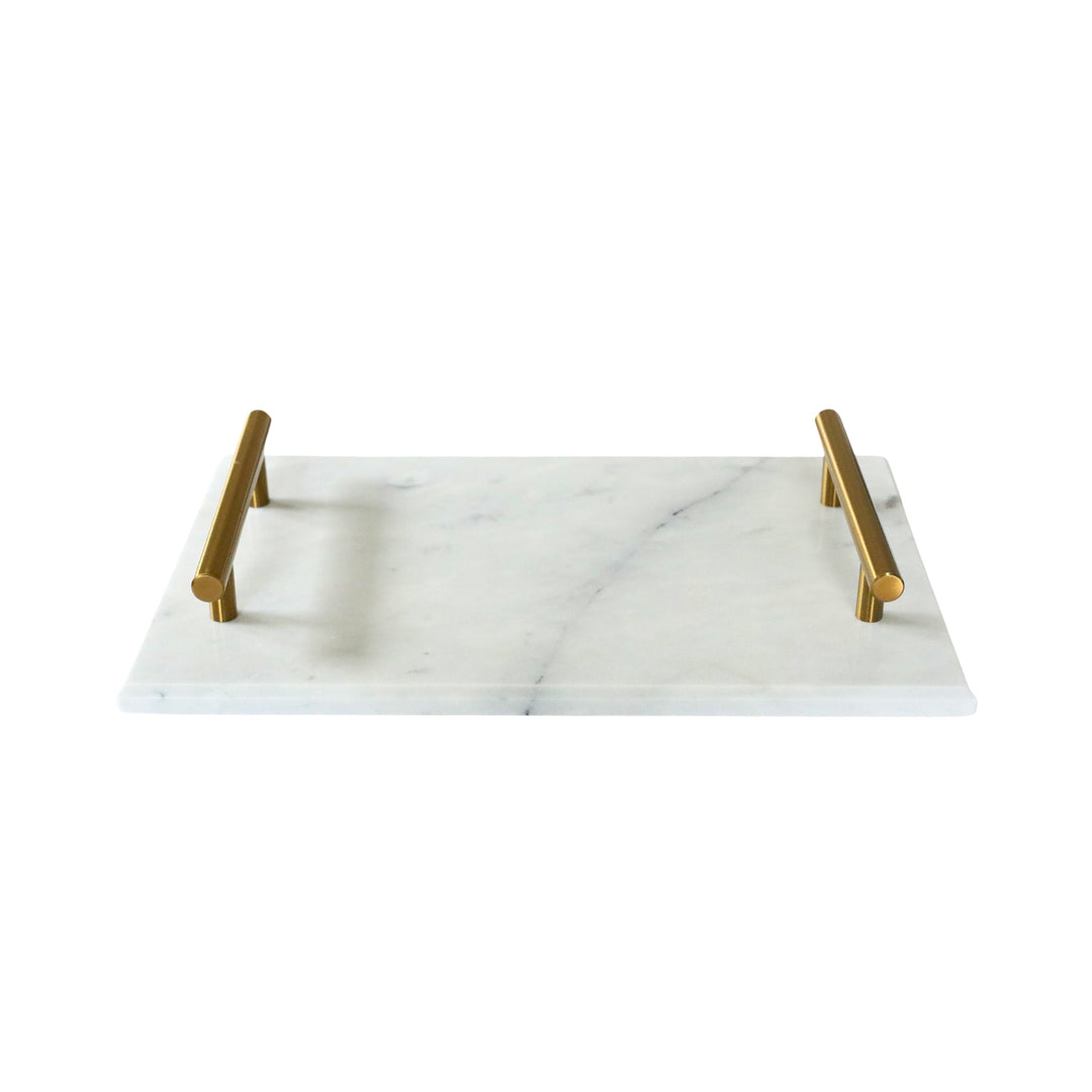 White Marble Board with Gold Handles by Creative Gifts