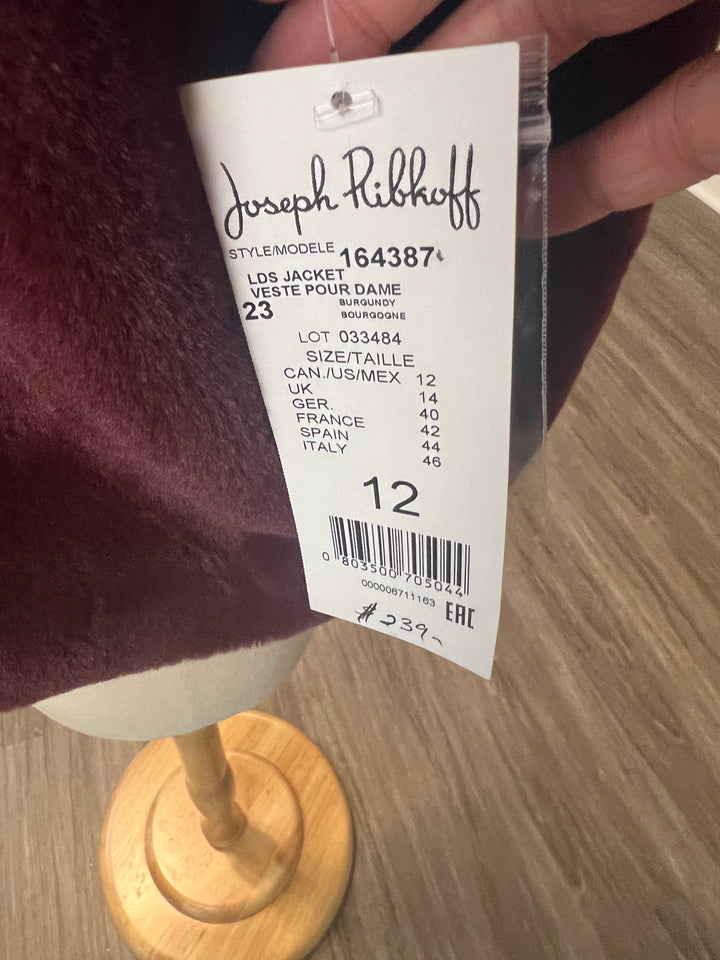 Joseph Ribkoff Faux Fur Coat Style 164387 Size 12 (In Burgundy)