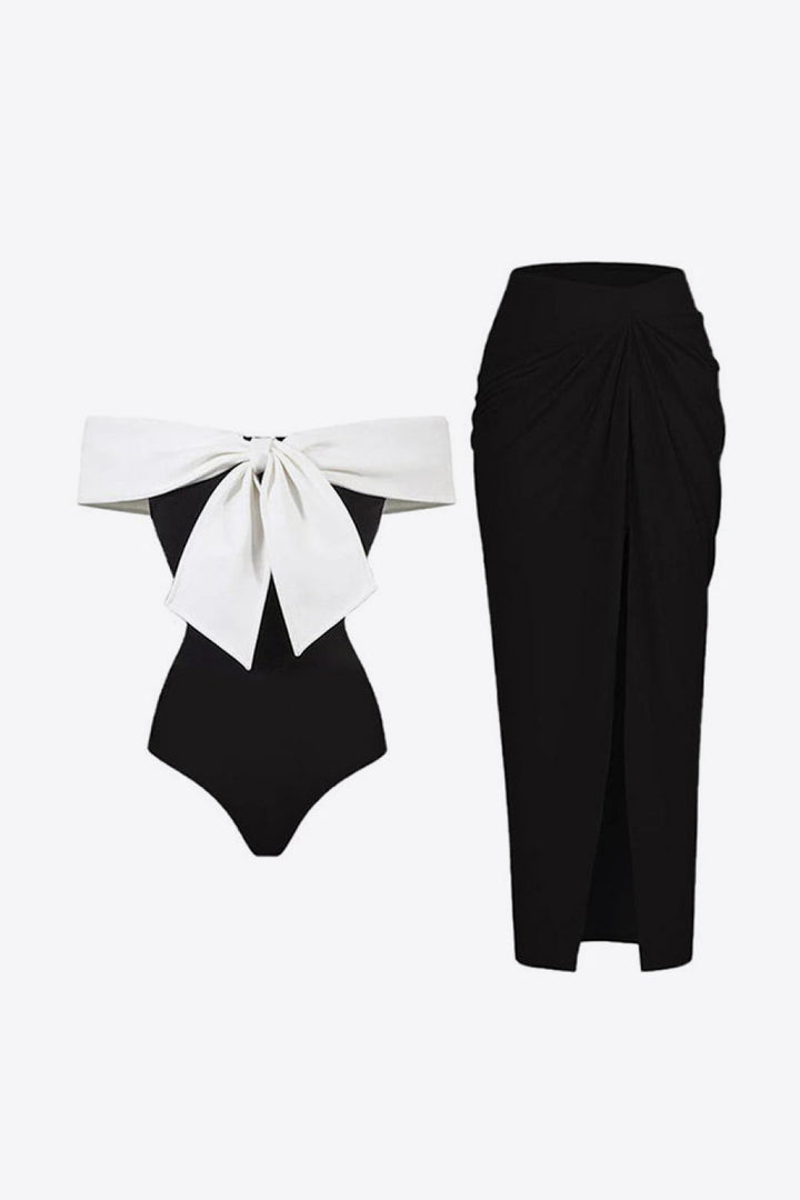 Contrast Bow Detail Two-Piece Swim Set by BYNES NEW YORK | Apparel & Accessories