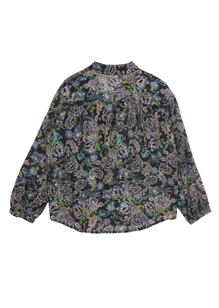 Black Floral Paisley Button Shirt