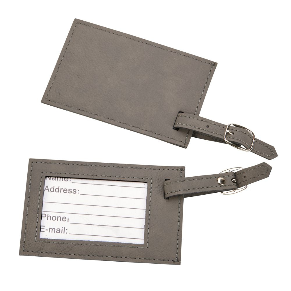 Leatherette Luggage Tag, Grey 2.75" X 4.375" by Creative Gifts