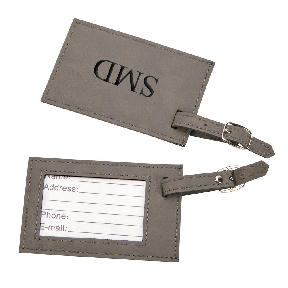 Leatherette Luggage Tag, Grey 2.75" X 4.375" by Creative Gifts