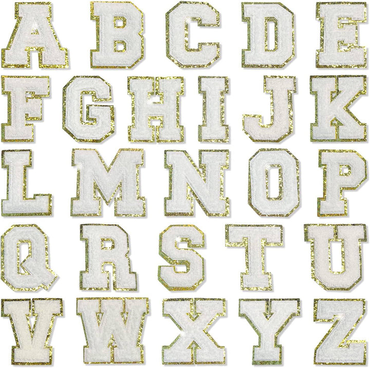 White Self Adhesive Chenille Letters Patches by Threaded Pear