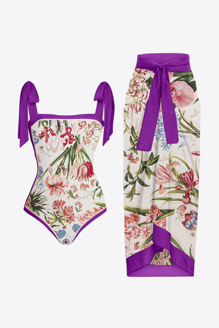 Floral Tie Shoulder Two-Piece Swim Set by BYNES NEW YORK | Apparel & Accessories
