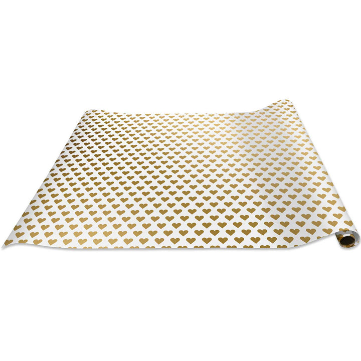 Gold Hearts Wedding Gift Wrap by Present Paper