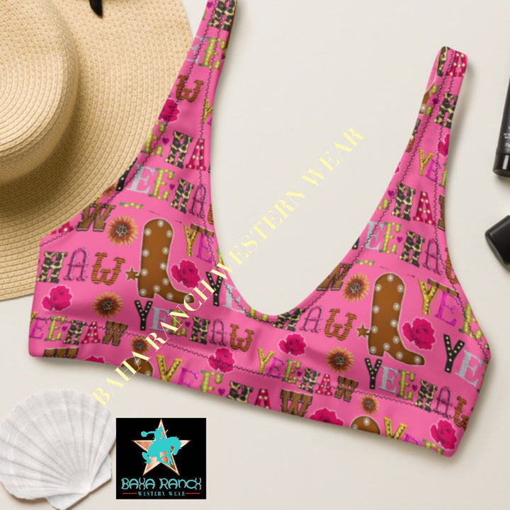 Yeehaw Pink Yeehaw Bikini Top by Baha Ranch Western Wear