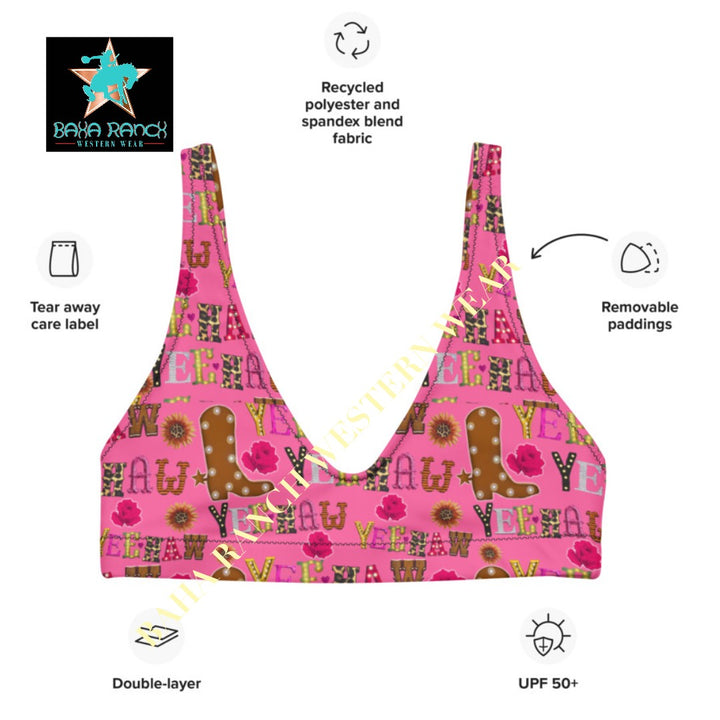 Yeehaw Pink Yeehaw Bikini Top by Baha Ranch Western Wear
