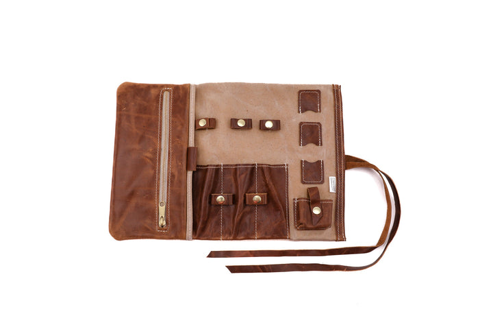 Leather and Canvas Tech Roll by Lifetime Leather Co