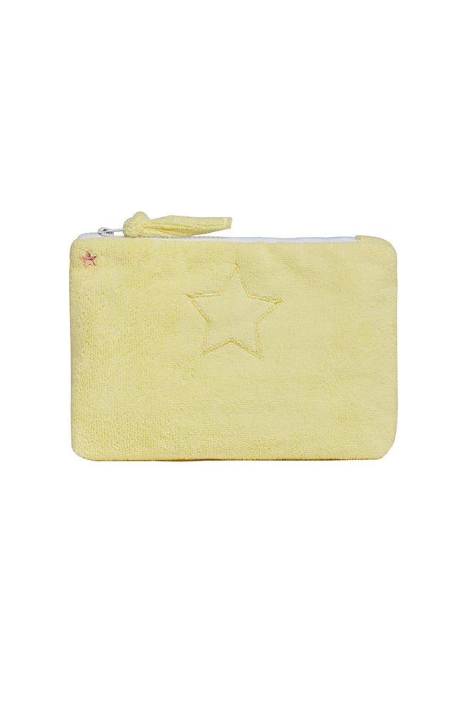 The Lanai French Terry Zipper Pouch with Star - Yellow by Jocelyn