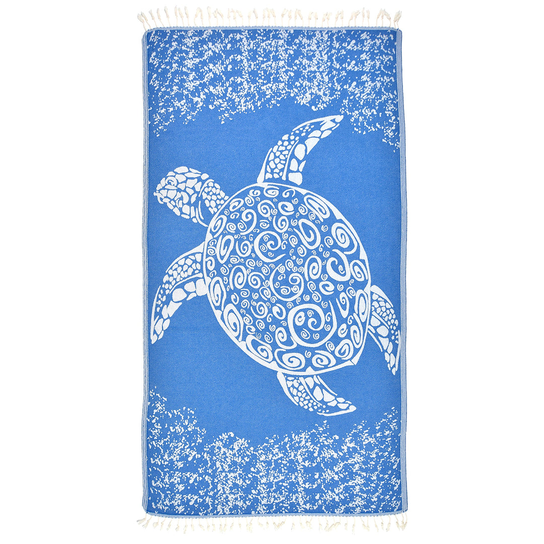 Exclusive Giant Turtle Peshtemal Pure Cotton Beach Towel by La'Hammam