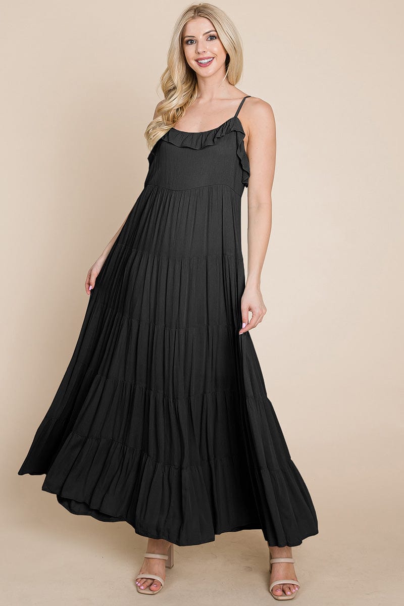Tiered Tie Strap Cami Maxi Dress by RolyPoly Apparel – Pomp and Port