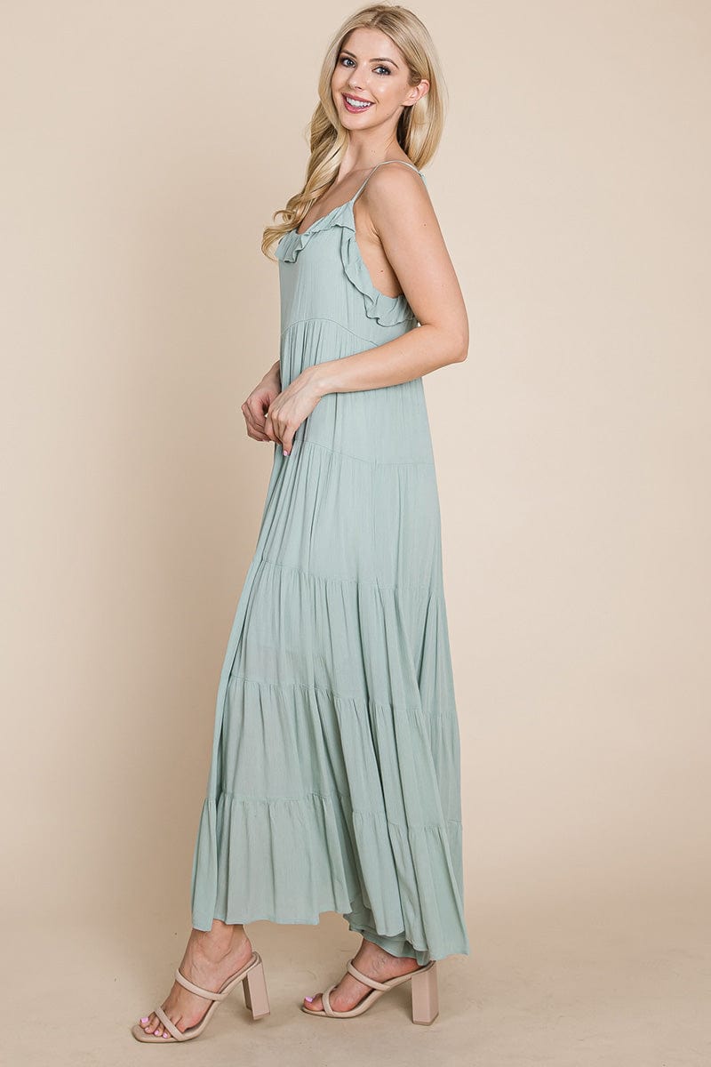 Tiered Tie Strap Cami Maxi Dress by RolyPoly Apparel