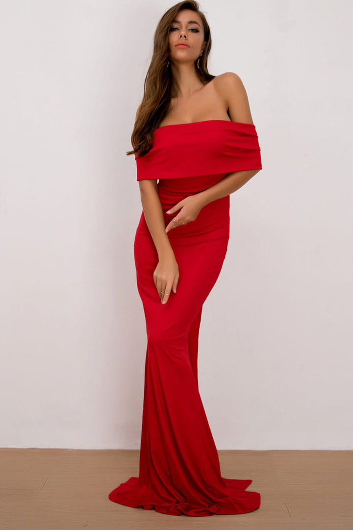 Off-Shoulder Floor Length Dress by BlakWardrob