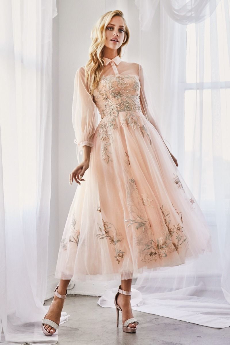 Embroidered Dress Long Sleeve Midi Prom Dress Duchesa Boho
