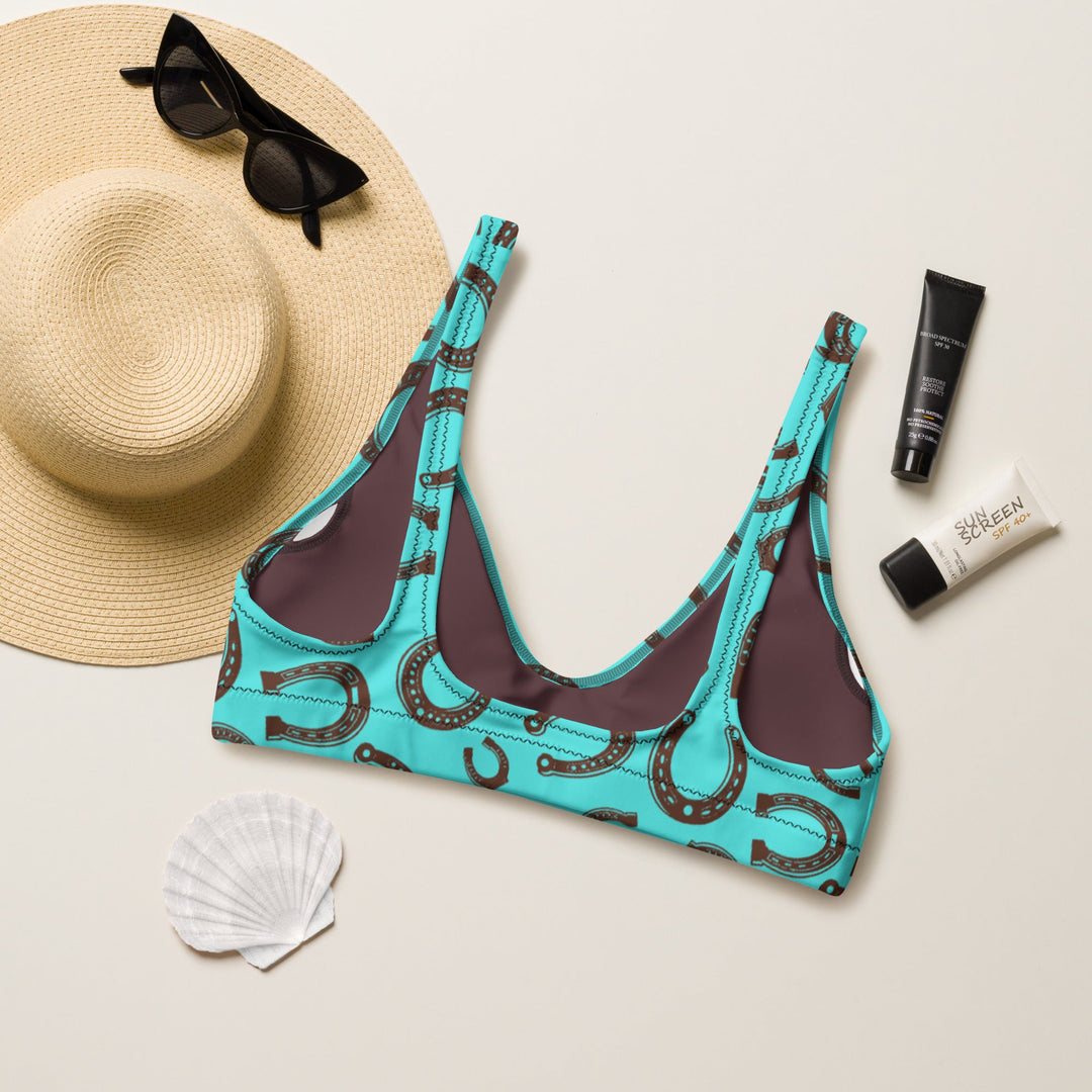 Yeehaw Turquoise Horseshoe Bikini Top by Baha Ranch Western Wear