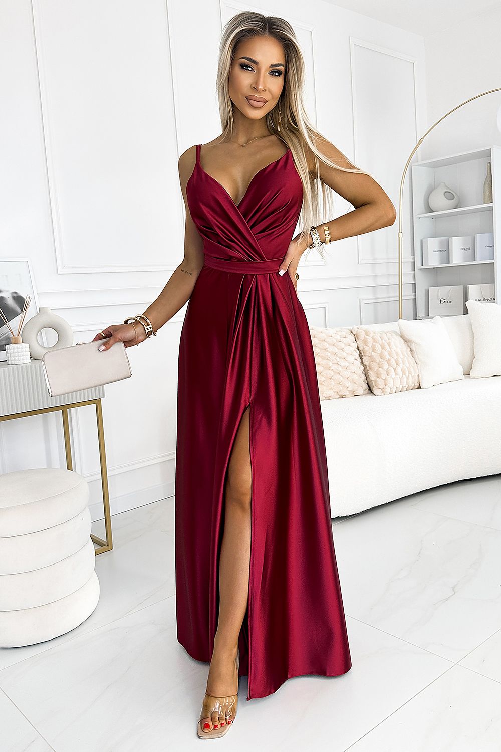 Satin Long Elegant Dress  Pomp and Port