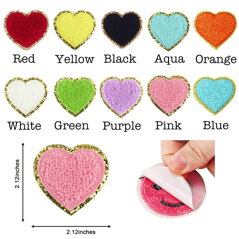 Self Adhesive Chenille Heart Patches by Threaded Pear