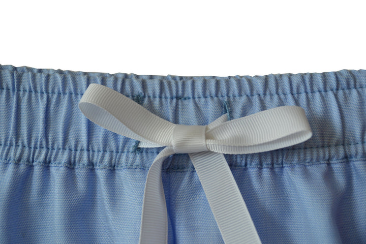 Blue Cotton Monogrammed Pajama Shorts by Amore Beauté