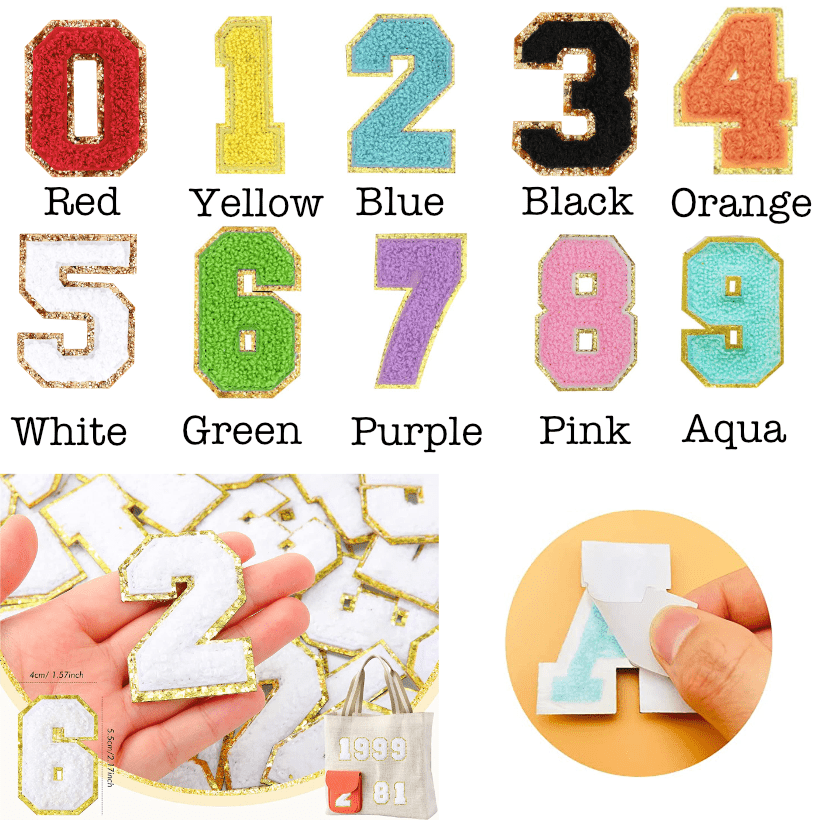 Self Adhesive Chenille Number Patches by Threaded Pear