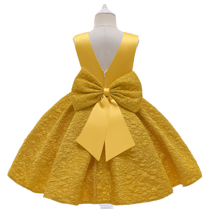 Baby Girl Flower Patched Design Solid Color Sleeveless Princess Formal Dress by MyKids-USA™