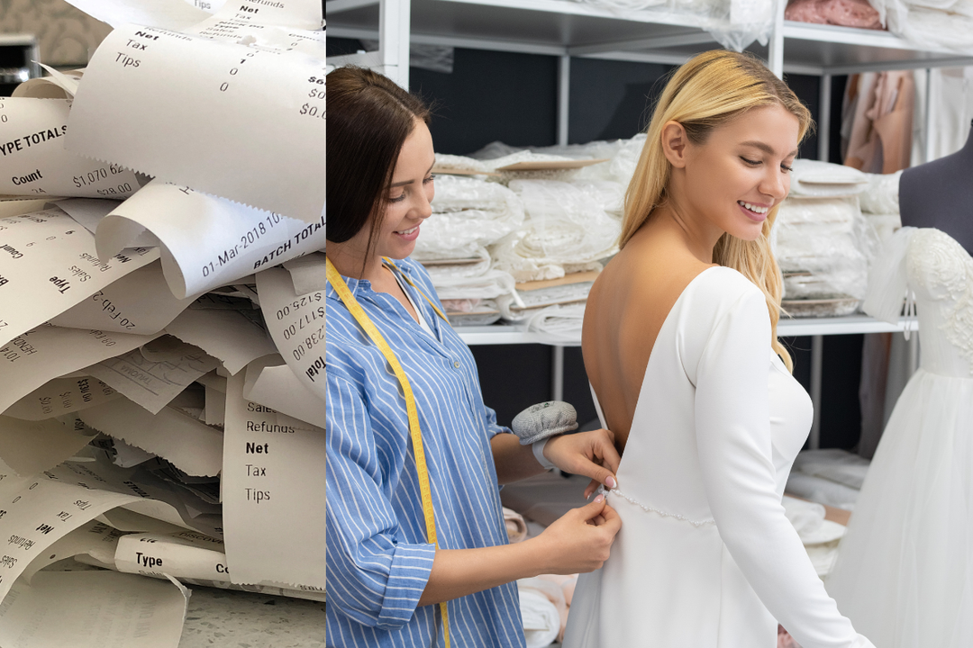 Bridal gown alteration receipts.