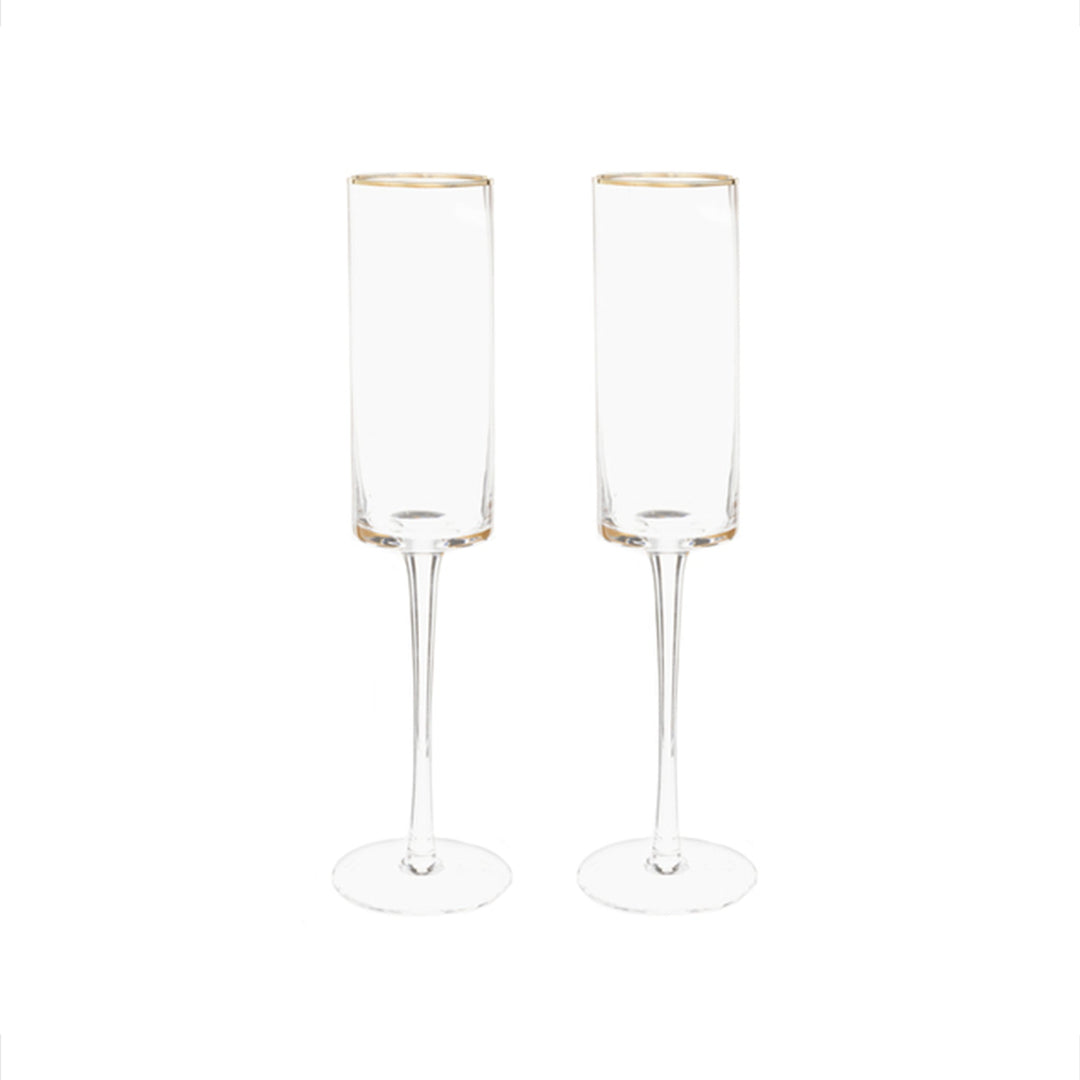 Gold Rim Champagne Flutes, Pair 8 oz by Creative Gifts