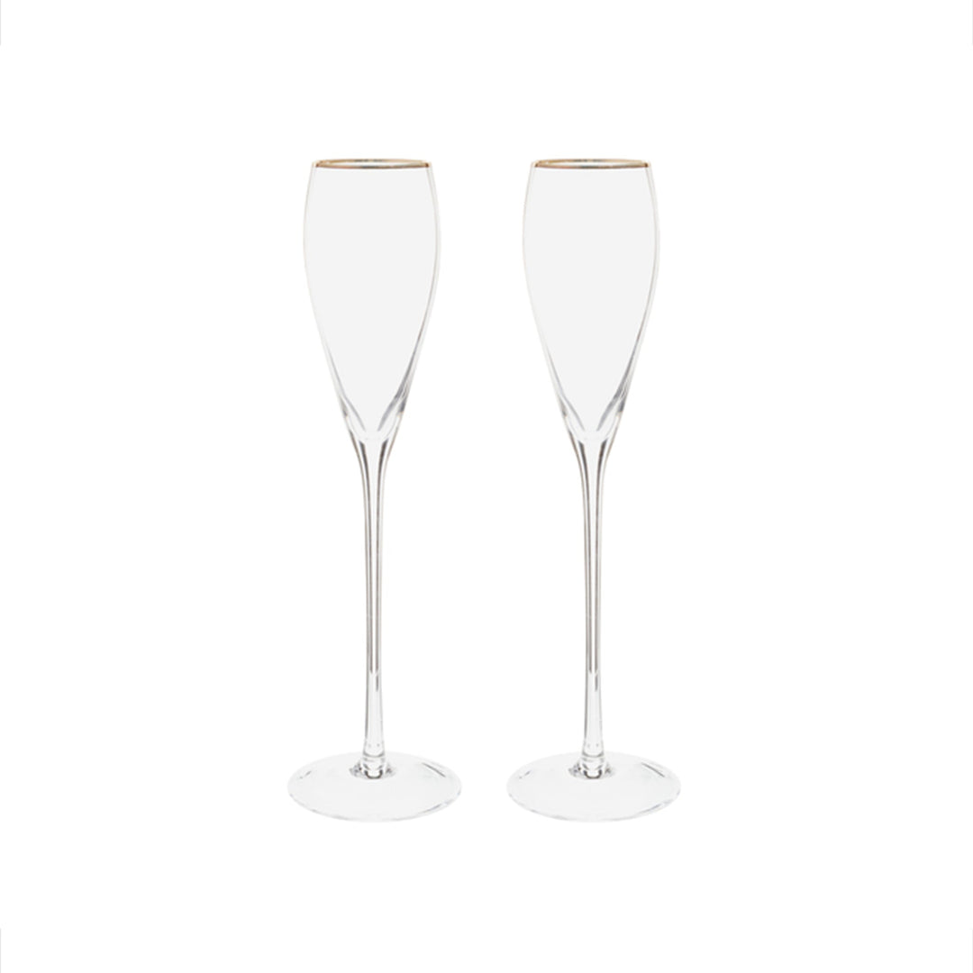 Gold Rim Tapered Champagne Flutes, Pair by Creative Gifts
