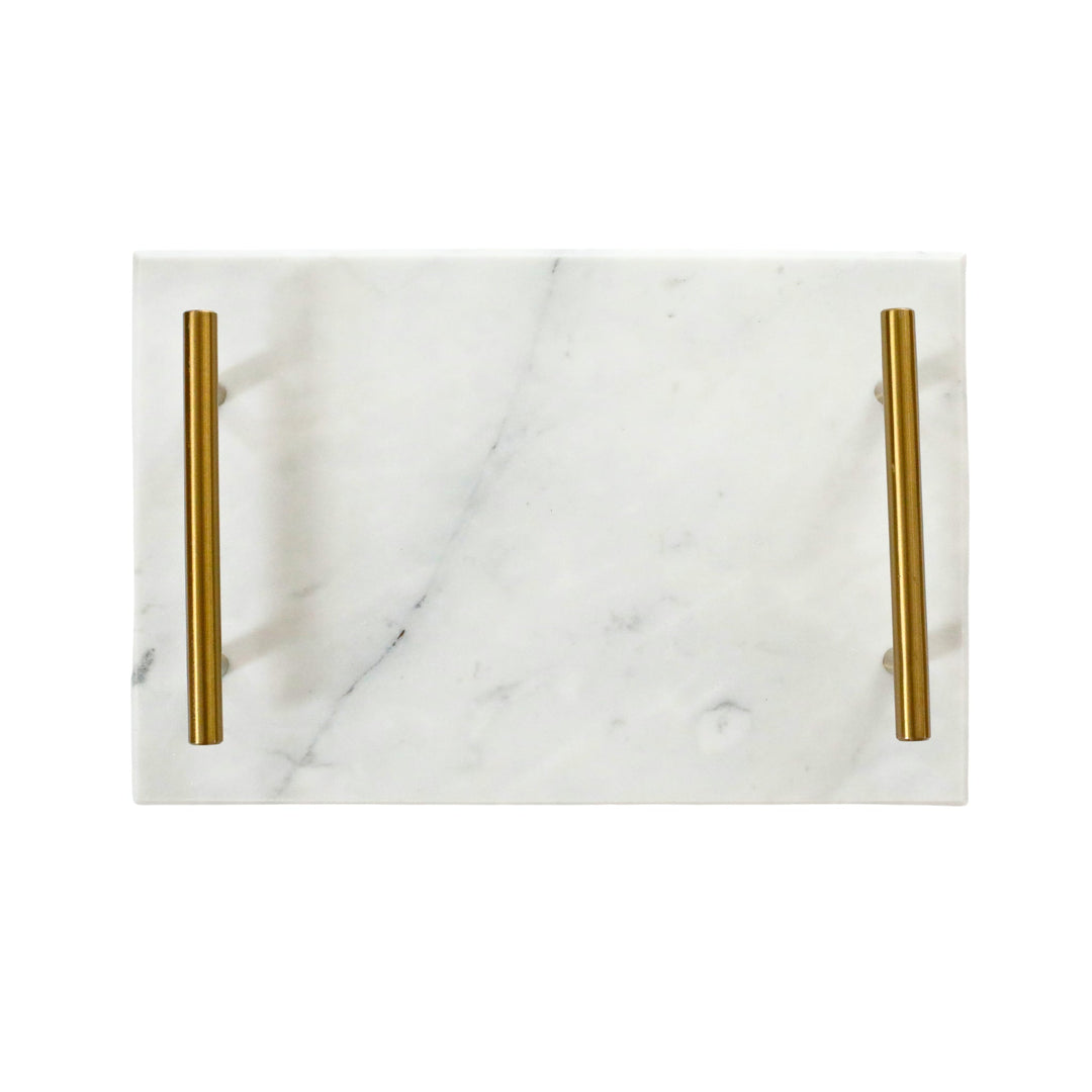 White Marble Board with Gold Handles by Creative Gifts