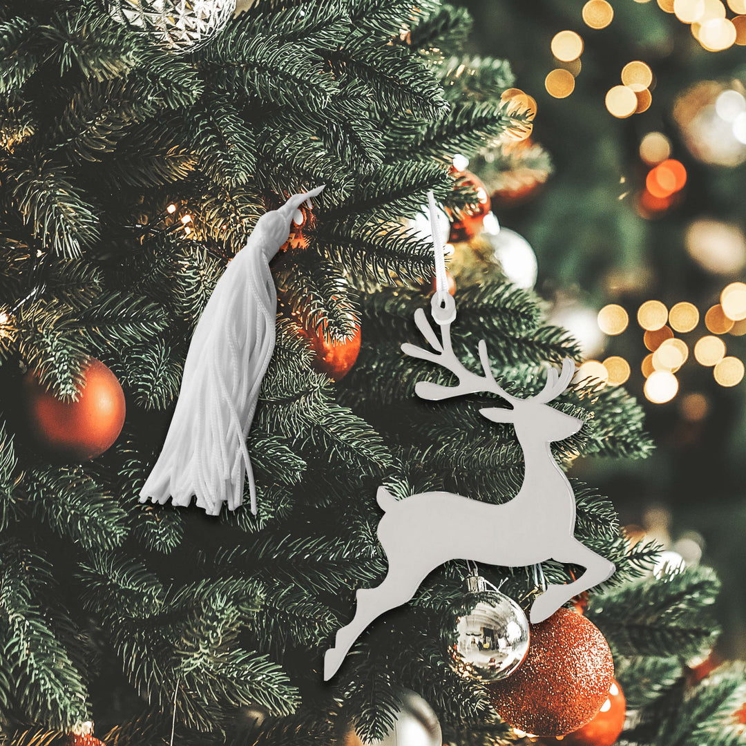 Reindeer Ornament w/White Tassel by Creative Gifts
