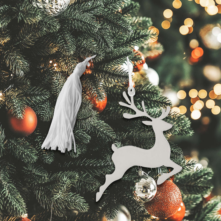 Reindeer Ornament w/White Tassel by Creative Gifts