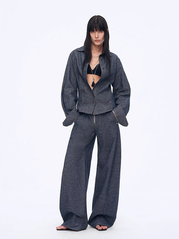 Fireladyfur Women's Stand-up Silhouette Double Waist Linen Trousers"Berlin Street" by Firelady Fur