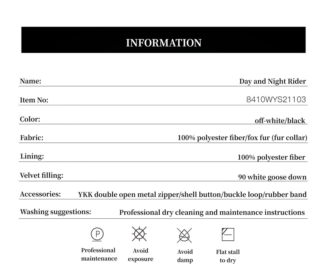 Fireladyfur Women's Detachable Contrasting Fox Fur Collar Down Jacket"Day and Night Rider" by Firelady Fur