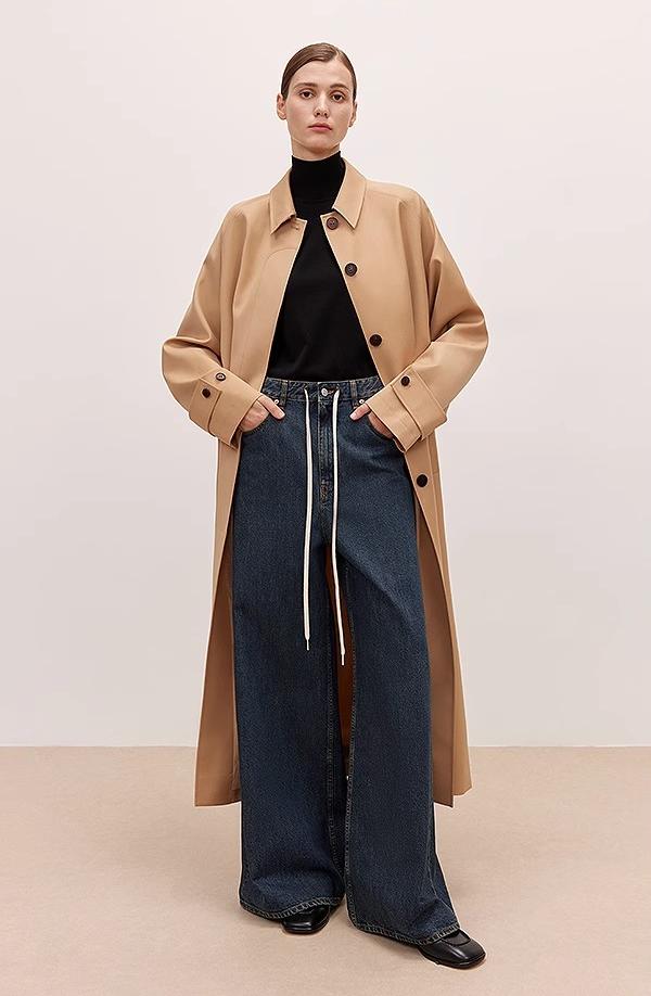 "Retro Blues" fashionable high waist pleated design washed casual wide leg jeans for women by Firelady Fur