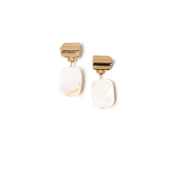gold layered dome + mother-of-pearl earrings by VUE by SEK
