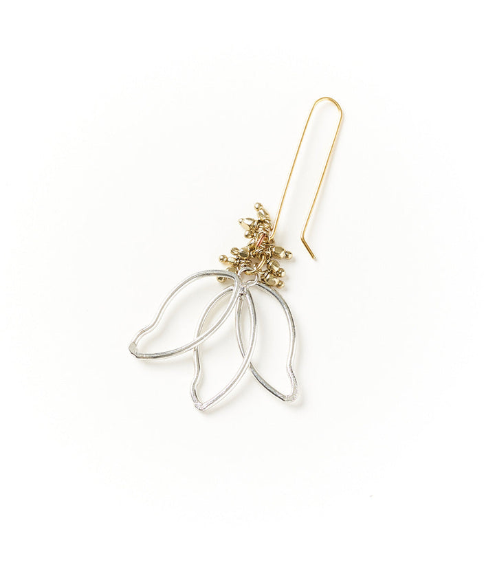 Kairavini Lotus Petal Drop Earrings - Silver, Gold by Matr Boomie