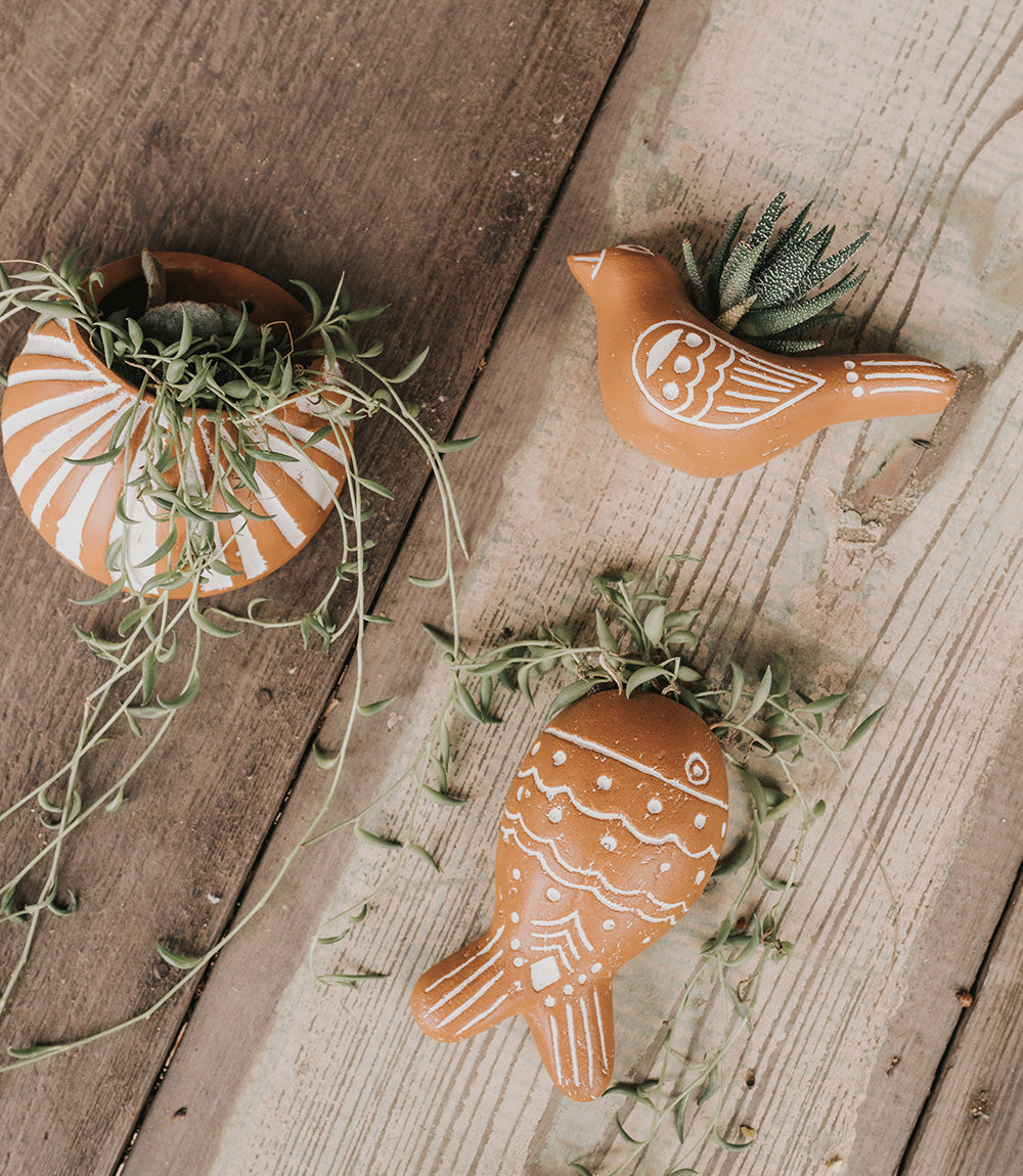 Vasanta Moon Hanging Wall Planter - Terracotta by Matr Boomie