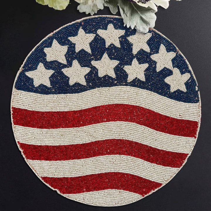 USA Flag Round Beaded Placemats by Decozen
