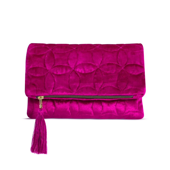 Overlapping Quilted Circles Fold Over Clutch by Amore Beauté