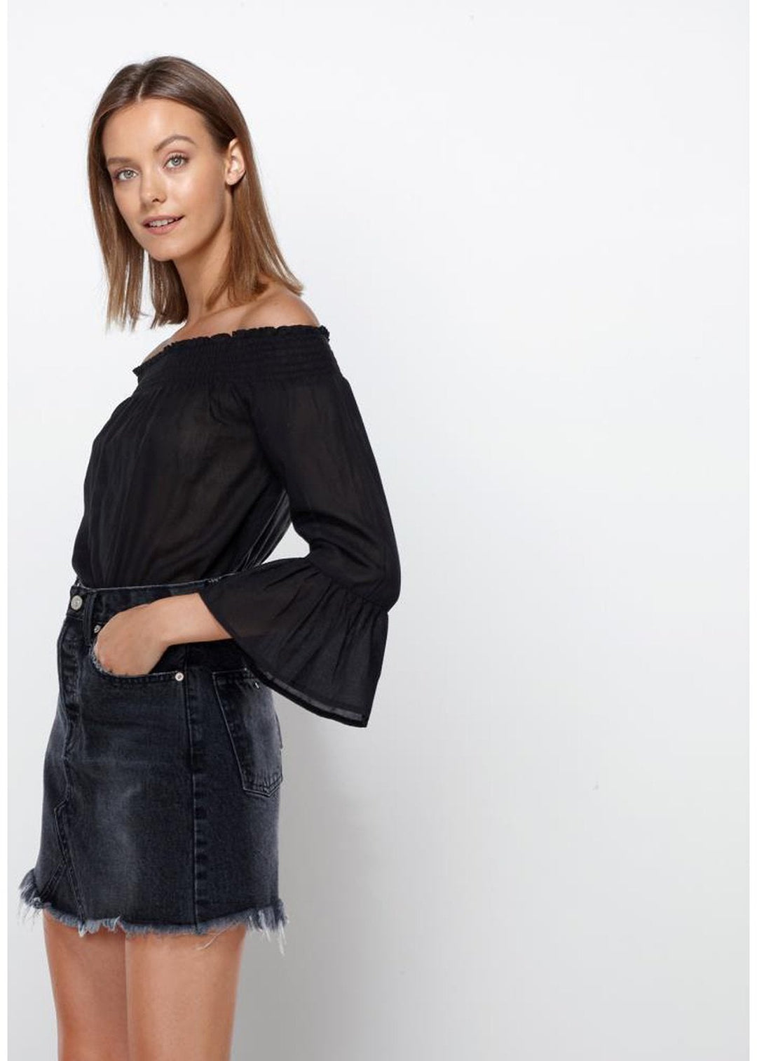 Women's Smocked Off Shoulder Top by Shop at Konus