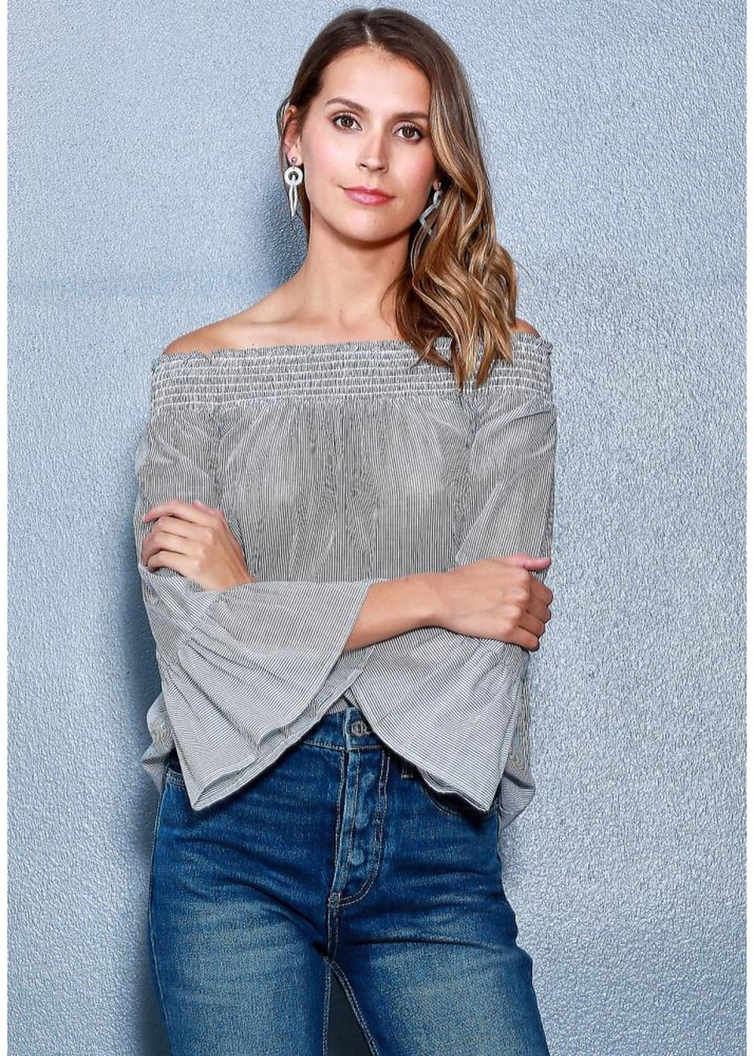 Women's Smocked Off Shoulder Top by Shop at Konus