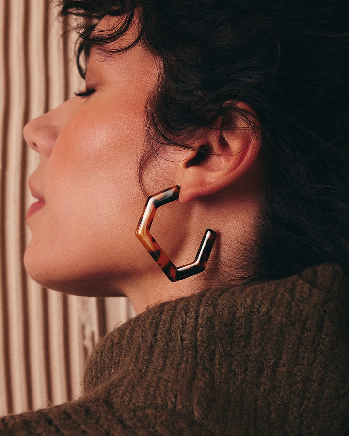 Resin Hex Hoops by Sterling Forever