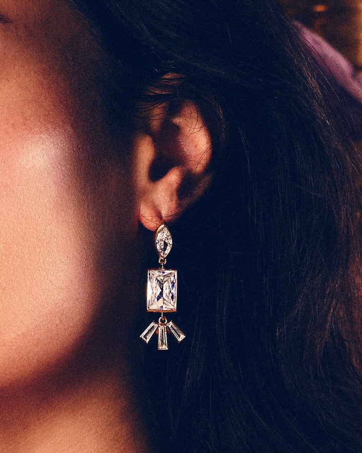 Bella Square & Oval CZ Drop Earrings by Sterling Forever