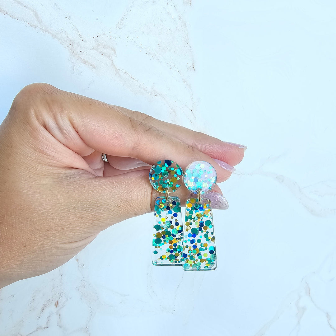 Mia Earrings - Aqua Confetti by Spiffy & Splendid