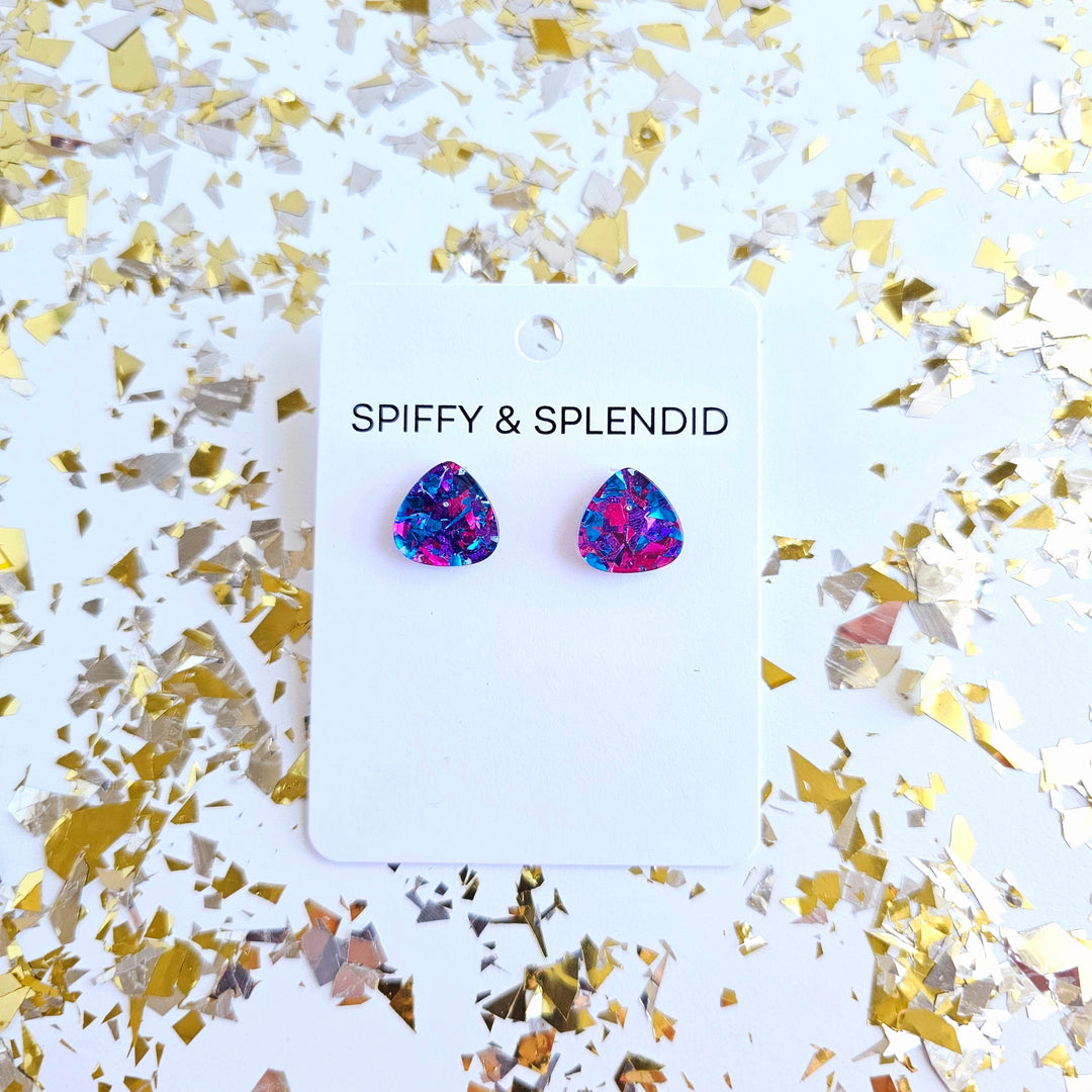 Gemma Studs - Purple Sparkle by Spiffy & Splendid