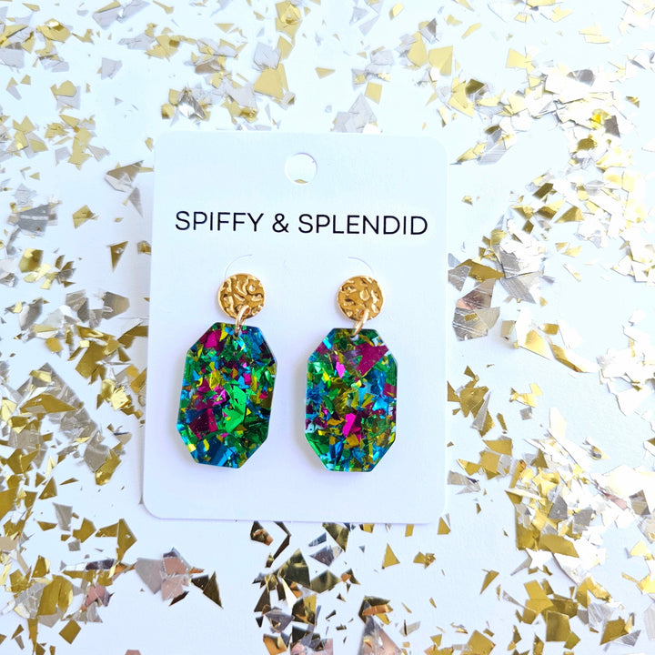 Lexi Earrings - Green Sparkle by Spiffy & Splendid