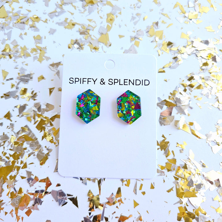 Emerald Studs - Green Sparkle by Spiffy & Splendid