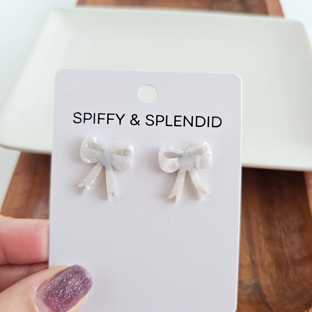 Bow Studs - White by Spiffy & Splendid