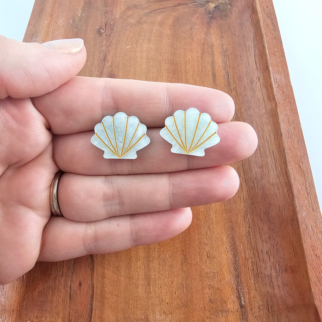 Seashell Studs - Seafoam Pearl by Spiffy & Splendid