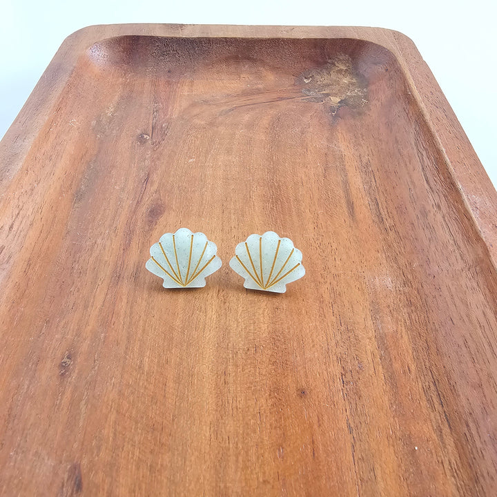 Seashell Studs - Seafoam Pearl by Spiffy & Splendid