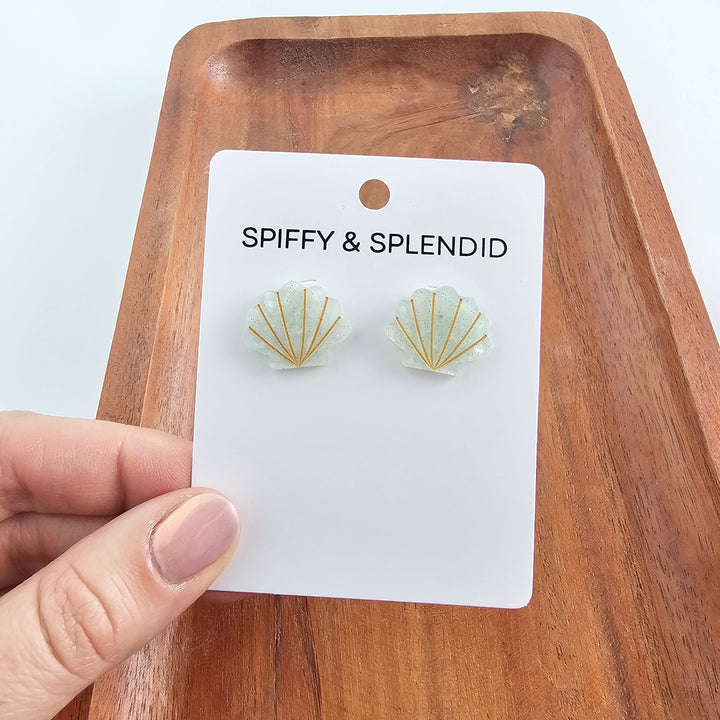 Seashell Studs - Seafoam Pearl by Spiffy & Splendid
